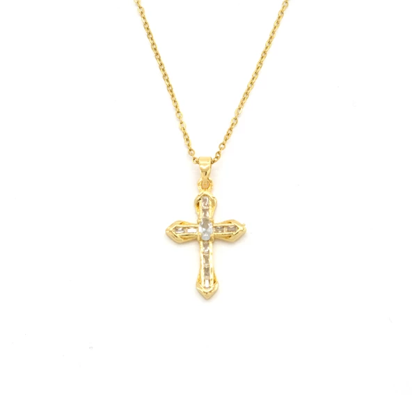 Çelik Kolye - Haç Kolye Altın Kaplama KLY-638 ürün görseli