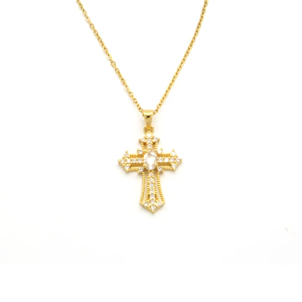 Çelik Kolye - Haç Kolye Altın Kaplama KLY-623 ürün görseli