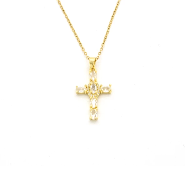 Çelik Kolye - Haç Kolye Altın Kaplama KLY-643 ürün görseli