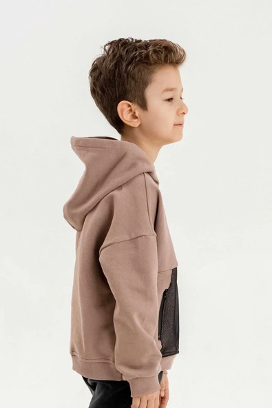 Kapüşonlu Fermuar Detaylı Üç İplik Erkek Çocuk Sweatshirt - 11
