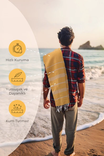 Favora Peştamal Plaj Havlusu 90x140 - Sarı - 3