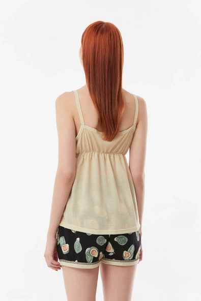Avokado Desenli Şortlu Pijama Takımı - 5