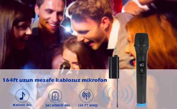 Monozone V-102 Vhf Kablosuz Mikrofon Profosyonel Cami Okul Otobüs Sunum Düğün Alıcılı El Mikrofonu Karaoke Digital Ekran - 8