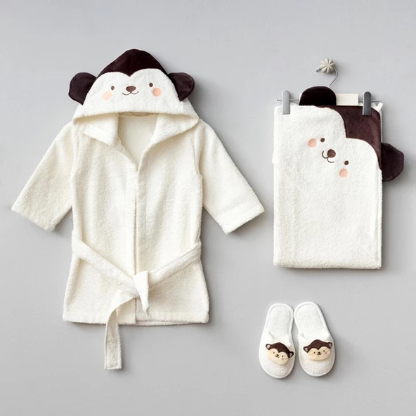 Bebitof Maymun Bebek Bornoz Seti 30051