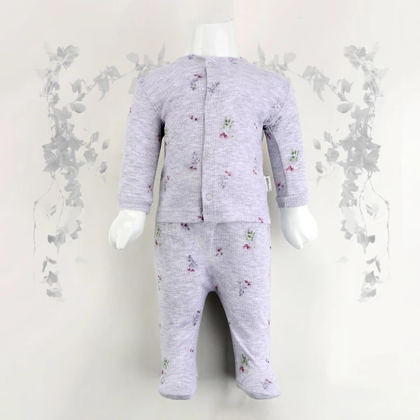 Sebi Bebe 2'li Güllü Raporlu Patikli Pijama Takımı 1110