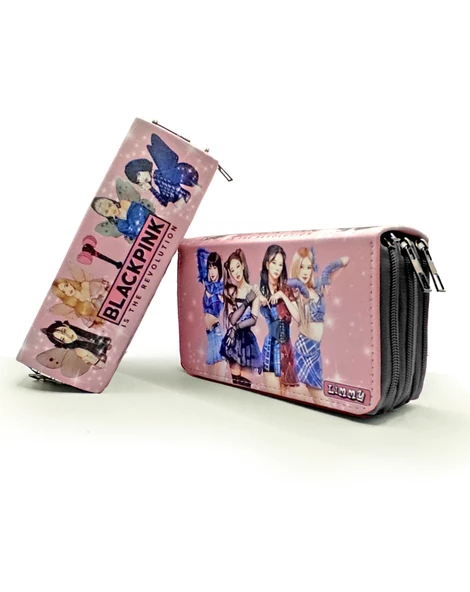 Kalem Kutusu Black Pink Blink Organizer Kalemkutu Vegan Deri Üç Bölmeli Kalemlik - Siyah - Resim 2