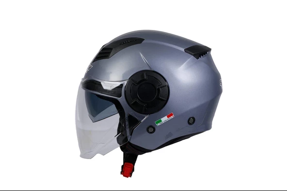 Sway 766 Geko Güneş Gözlüklü Yarım Motosiklet Kaskı M Beden Gloss Gri