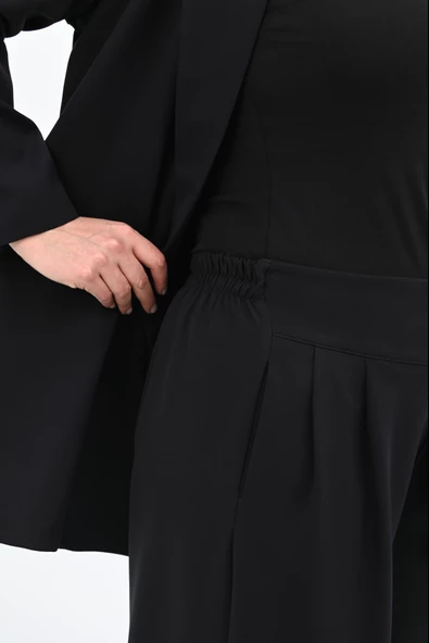 Kadın Büyük Beden Geniş Paça Ceket Pantolon Takım 9008-25 - 7