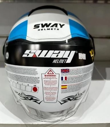 Sway 737 Şeffaf Vizörlü Güneş Gözlüklü Yarım Motosiklet Scooter Kaskı 2XL Beden Double With Blue Red - 3