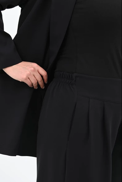 Kadın Büyük Beden Geniş Paça Ceket Pantolon Takım 9008-25 - 7