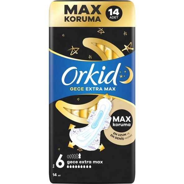 Orkid Ultra Gece Ekstra Max (Boy 6) 14 adet Hijyenik Ped