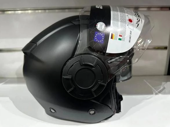 Sway 766 Geko Güneş Gözlüklü Yarım Motosiklet Kaskı L Beden Mat Black - 2