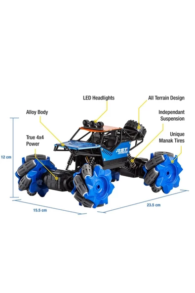 1:16 Big Foot Monster - Şarjlı, 360 Derece Dönebilen El ve Kumanda Kontrollü, Metal Araba - Speed Pioneer - 8