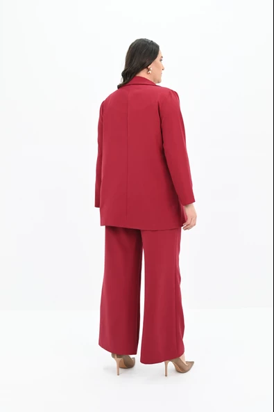 Kadın Büyük Beden Geniş Paça Ceket Pantolon Takım 9008-25 - 11