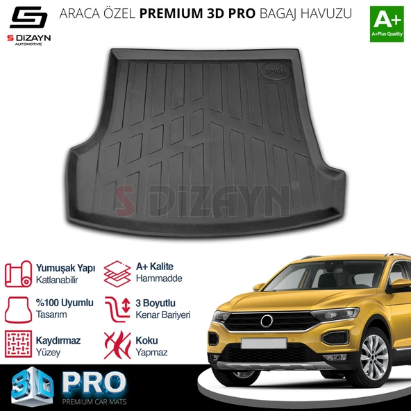 S-Dizayn Volkswagen T-Roc 3D Pro Bagaj Havuzu Üst Bagaj 2019 Üzeri A+ Kalite - 8