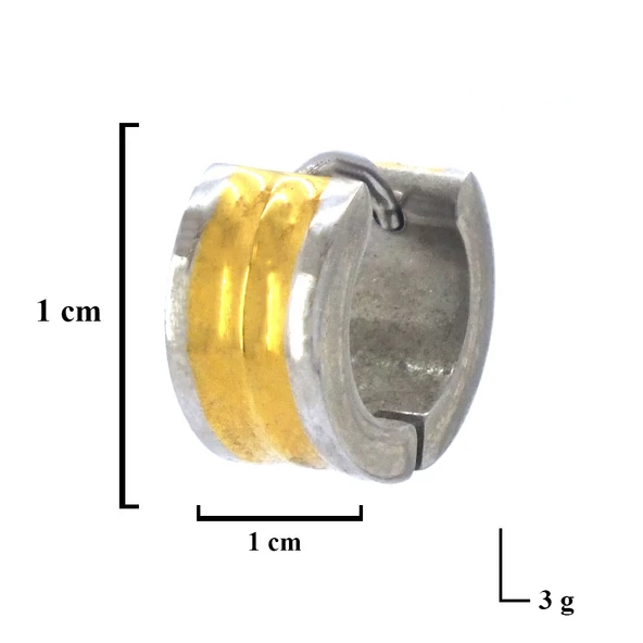 BZ Altın Kaplama Kalın Çift Renk Halka Küpe UNK-720 - 3