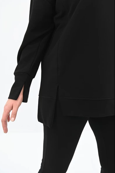 Kadın Büyük Beden Oversize Yırtmaç Detaylı Sweatshirt 1865-25 - 7