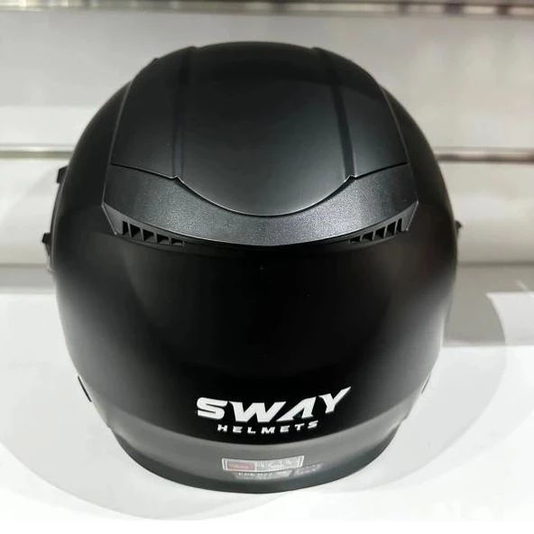 Sway 766 Geko Güneş Gözlüklü Yarım Motosiklet Kaskı L Beden Mat Black - 4