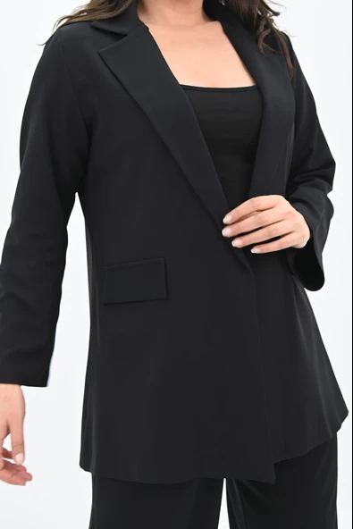 Kadın Büyük Beden Geniş Paça Ceket Pantolon Takım 9008-25 - 6