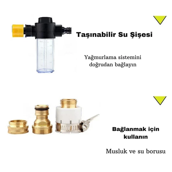Monozone Yüksek Basınçlı Ayarlanabilir Köpük Hazneli Su Tabancası Bahçe Oto Yıkama Tabancası Tarım Sulama - 9