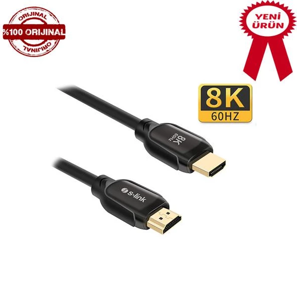 S-link SL-H8K01 HDMI TO HDMI 1.5m 8K Ultra HDR 2.1V 7680P Metal Kılıflı Kablo - 7