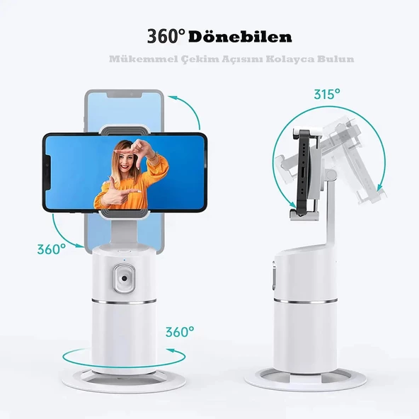 Monozone Yüz İzleme Gimbal 360° Vücut İzleme Telefon Tutucu Vlog Canlı Telefon Selfie AI Yapay Zeka Destekli Telefon Gimbali - 3