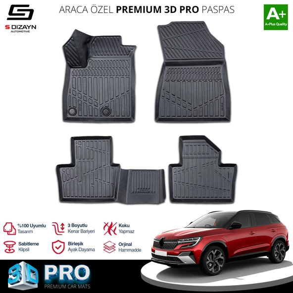 S-Dizayn Renault Austral Mild Hybrid 3D Pro Havuzlu Paspas 2023 Üzeri A+ Kalite