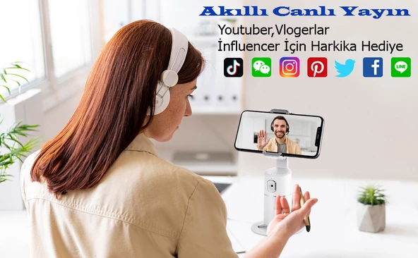 Monozone Yüz İzleme Gimbal 360° Vücut İzleme Telefon Tutucu Vlog Canlı Telefon Selfie AI Yapay Zeka Destekli Telefon Gimbali - 6