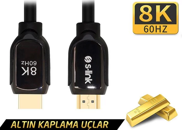 S-link SL-H8K01 HDMI TO HDMI 1.5m 8K Ultra HDR 2.1V 7680P Metal Kılıflı Kablo