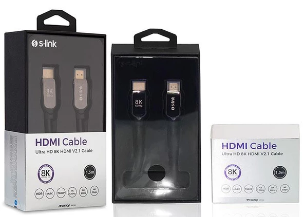 S-link SL-H8K01 HDMI TO HDMI 1.5m 8K Ultra HDR 2.1V 7680P Metal Kılıflı Kablo - 6