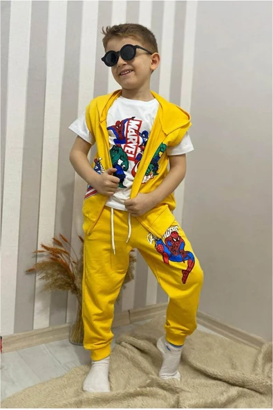 Erkek Çocuk Baskılı Kapşonlu 2/8 Yaş  Eşofman Takımı