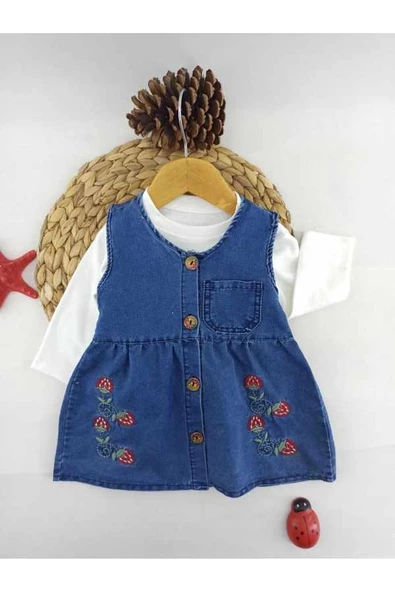 DİAMONDSTAR 2'Lİ KIZ ÇOCUK ÇİÇEKLİ DESENLİ ELBİSE