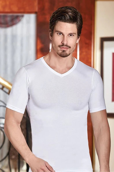 Berrak Erkek Elestan V Yaka Kısa Kol Badi Tişört 1027 - 3