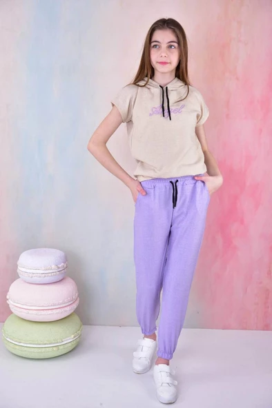 Kız Çocuk Angel Baskılı Kapşonlu Y 7/14 yaş Garson B Eşofman Takımı - 2