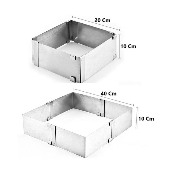 Ayarlanabilir Kare ve Çember Pasta Kek Pandispanya Kalıbı - 4