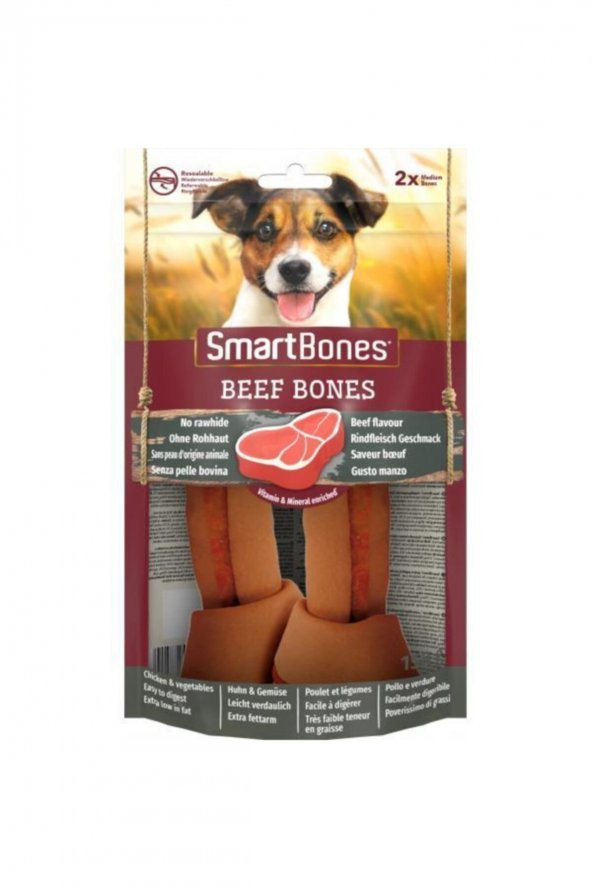 Smart Bones Sığır Eti Orta 2 Adet Köpek Için Ara Öğünler. 158 Gr