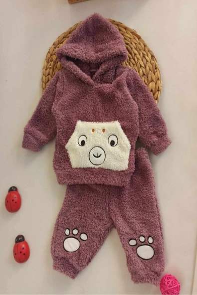 diamondstar mor Kışlık Welsoft Lüx Bebek Takımı