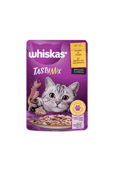 Whiskas Pouch TastyMix Sos İçinde Kuzulu ve Hindili Yetişkin Kedi Konservesi 85gr alithestereo