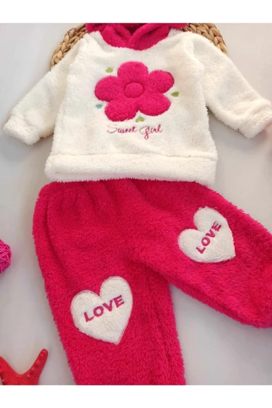 Diamondstar Fuşya Papatya Desen Kışlık Welsoft Lüx Bebek Takımı - 2