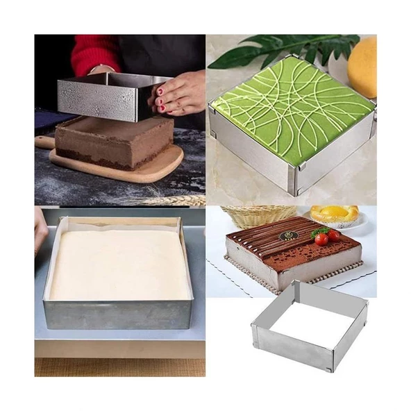 Ayarlanabilir Kare ve Çember Pasta Kek Pandispanya Kalıbı - 6