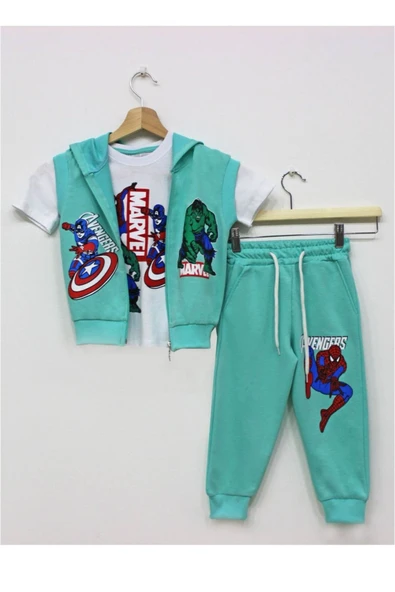 Erkek Çocuk Baskılı Kapşonlu 2/8 Yaş Eşofman Takımı - 2