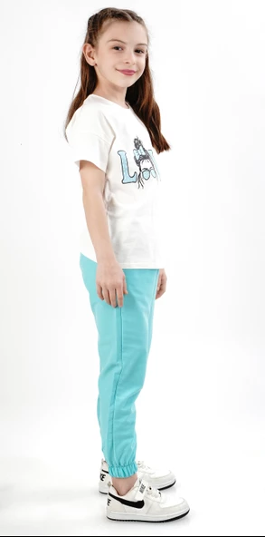 Kız Çocuk Barbie Baskılı Bisiklet Yaka 7/14 yaş Garson Boy Eşofman Takımı - 2