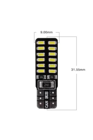 T10 Dipsiz W5w Canbus 12 Ledli Beyaz Park Plaka Ampülü (2 ADET) - 2