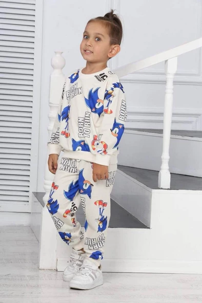 Erkek Çocuk Baskılı Bisiklet Yaka Eşofman Takımı 2/8 yaş