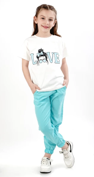 Kız Çocuk Barbie Baskılı Bisiklet Yaka 7/14 yaş Garson Boy Eşofman Takımı - 3