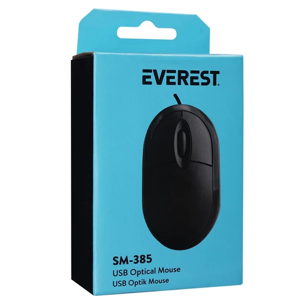Everest 1.9 Metre Bakır Kablolu USB Siyah 1200dpi Optik Mouse - Resim 2