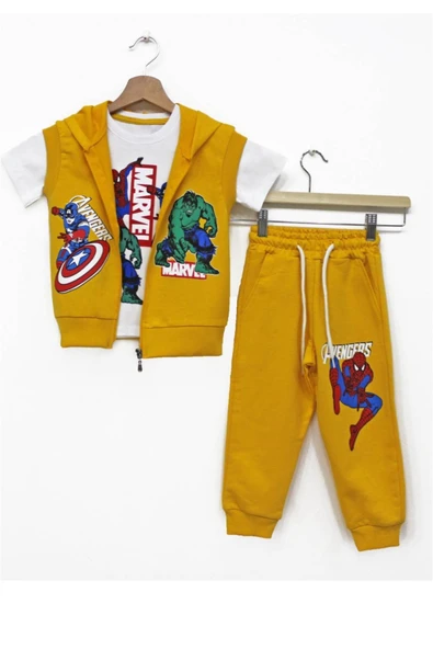 Erkek Çocuk Baskılı Kapşonlu 2/8 Yaş Eşofman Takımı - 3