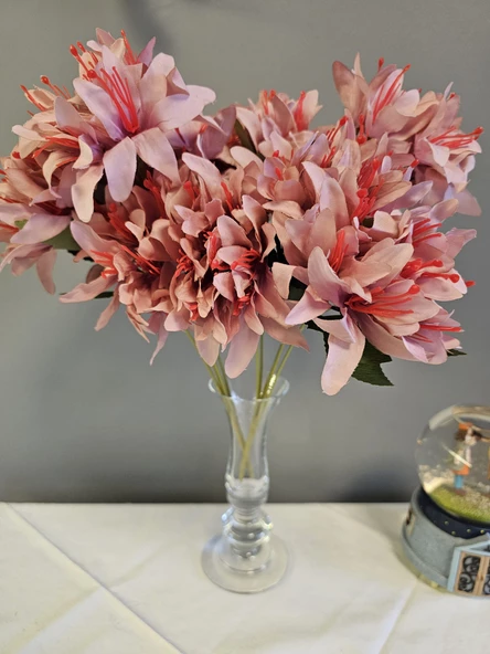 YASİMA 5 DALLI GÜL KURUSU ÇAN ÇİÇEĞİ 34 CM EL BUKETI VAZO ARANJMAN DEKOR ÇİÇEĞİ - Resim 5