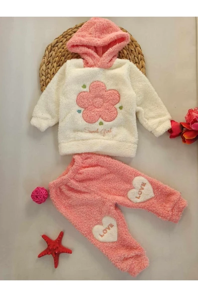 Diamondstar Somon Papatya Desen Kışlık Welsoft Lüx Bebek Takımı