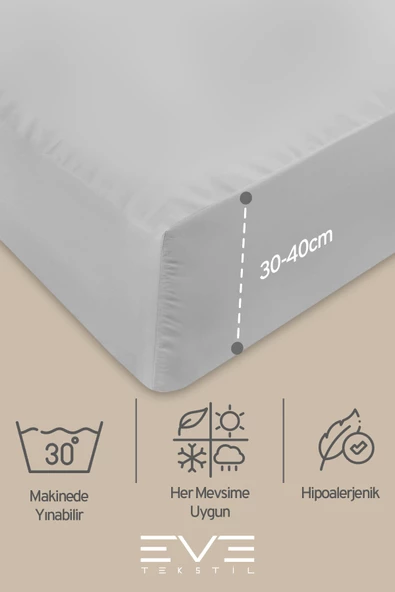 Fitted Yüksek Kaliteli Penye Kumaş Çift Kişilik Lastikli Çarşaf - 4